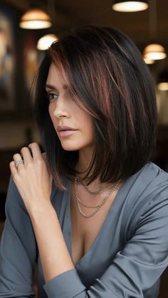 45 Trendy Fall Hair Colors for Brunettes 2024: Warm, Rich Shades for Short, Medium, and Long Hair Blonde Highlights Mid Length, Dark Brown With Lowlights, Straight Brown Hair With Highlights, Chocolate Brunette Hair Color, Fall Hair Colors For Brunettes, Chocolate Brunette Hair, Dark Brown Hair With Blonde Highlights, Trendy Fall Hair Color, Hair Colors For Brunettes