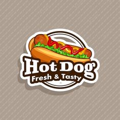 a hot dog with ketchup and lettuce is on the logo for a fast food restaurant