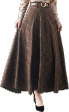 Wool Skirt Outfit, Wool Maxi Skirt, Long Wool Skirt, Wool Plaid Skirt, Maxi Skirt Vintage, Plaid Wool Skirt, Skirt A Line, Academia Outfits, Long Skirt Outfits