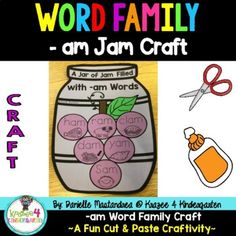 the word family with jam craft is displayed in front of a poster that says, i am