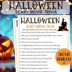 a scary movie trivia for halloween with an image of a jack - o'- lantern