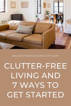 a living room filled with furniture and a brown couch