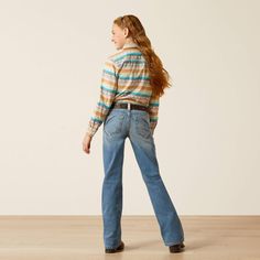 A versatile, easy-to-wear jean that goes from school to the barn and everywhere in between. Laser detailing on the back pockets adds iconic Ariat style. Style: 10051880 Five-pocket styling Slim fitting through thigh 17" boot cut leg opening stacks perfectly over boots Model is 4'7" wearing size 10 12.6 oz ring-spun denim Performance Stretch lets the fabric move with your body 99% Cotton, 1% Elastane Men Workwear, Twisted X Boots, Mens Boots Casual, Casual Outerwear, Classic Boots, Boot Cut Jeans, Girls Boots, Country Outfits, The Barn