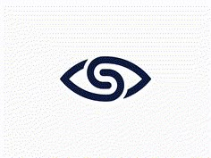 an eye with the letter s in it's center is shown on a white background