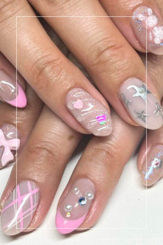 coquette nails designs Nails In Pink, Acrylic And Gel Nails, French Tips, Nail Inspiration