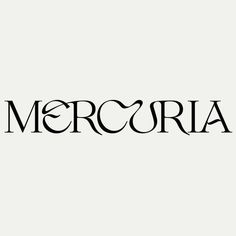 the word mercuria written in black on a white background