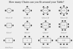 the diagram shows how many chairs can fit around your table