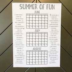 a sign hanging from the side of a wall that says, summer of fun june july august