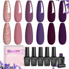 PRICES MAY VARY. 【Winter Gel Nail Polish Set】Beetles "On the Grapevine" Series includes 6 colors. This “blend” of purples and reds will satisfy your pallet for nails! 【Healthy and Glossy Shine】Beetles 6pcs gel nail polish kit are made from 9 Toxin Free Ingredient which makes it safe and has low odor. With good tenacity and highly pigmented, beetles premium gel material bring you brilliant shiny finish, smooth appearance and flawless coverage. 【Easy Application & Good Tenacity】The series of gel n Diy Gifts For Women, Nail Polish Glitter, Blue Gel Nails, Navy Blue Nails, Nails Healthy, Glitter Gel Polish, Blue Gel, Gel Nail Kit, Purple Burgundy