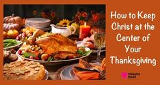 a thanksgiving dinner with turkey and other foods