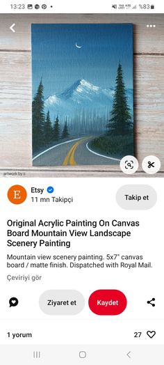 an instagram page on the iphone showing how to paint mountains and trees with acrylic paints