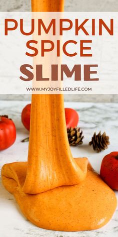 pumpkin spice slime recipe with text overlay