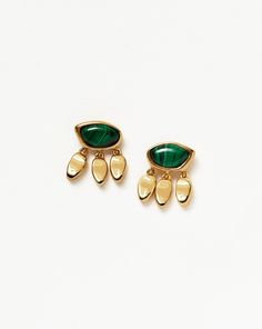 Shop the Molten Gemstone Charm Stud Earrings 18ct Gold Plated Vermeil/Malachite at Missoma. Visit our website today to browse our collection of gold and silver Earrings.