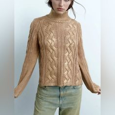 Level Up Your Classic Cable Knit Womens Sweater In Antique Gold Gilded Shimmery Finish. Relaxed Body, Drop Shoulders, Drops Just Below The Waist A Gorgeous New Staple For Your Wardrobe. Brand New. Ready To Ship From The Usa With Delivery In About 3/4 Days. Works With Jeans, Skirts Or A Pair Of Faux Leather Pants Or Leggings. Wash, Gentle, Cold, Dry Flat. Mock Neck. Poly Blend. Thanks For Shopping, Do You Know How Beautiful You Are? Fall Cable Knit Turtleneck Tops, Winter Cable Knit Turtleneck Tops, Chic Cable Knit Turtleneck Sweater, Chic Turtleneck Cable Knit Sweater, Trendy Cable Knit Turtleneck Sweater, Chic Gold Winter Sweater, Chic Gold Long Sleeve Sweater, Chic Gold Sweater For Fall, Chic Winter Cable Knit Sweater