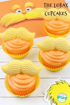 dr seuss the lorax cupcakes on a table