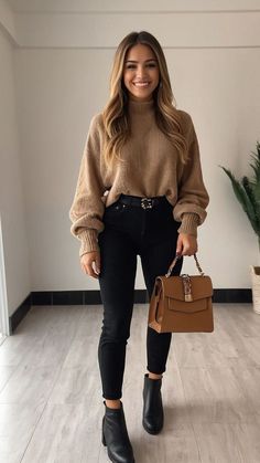 Fall Outfit Professional, Lulus Fall Outfits, Elevated Teacher Style, Real Estate Outfits For Women Winter, Fall Beige Outfit, Fall 2024 Date Outfits, Professional Sweater Outfits, Fall And Winter Work Outfits For Women, Winter Clothes Ideas For Women