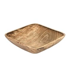 a wooden bowl on a white background