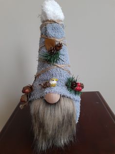 Forest Gnome...T's Famous Gnomes.... stands 11 in. could be used as a door stop, or set on a shelf.  indoor use only. Forest Gnome, Door Stop, A Shelf, Christmas Ideas, Seasonal Decor, Decorative Items, Forest, Christmas