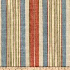 an orange, blue and green striped fabric