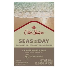 Introducing Old Spice's Premium bar soap: formulated using plant based ingredients to provide the ultimate bathing experience. With a mild exfoliating grit and 10x more moisturizers, just add wather and immerse yourself in the sudsy lather that leaves you with smoooooth skin.Seas the Day has a fresh and revitalizing Eucalyptus and Coconut Cream scent. It smells so good you're gonna want to dip more than a toe in with 24/7 confidence. Old Spice Premium Bar Soap is made with essential oils and is Seas The Day, Old Spice, Body Bars, Emergency Kit, Coconut Cream, Body Skin Care, Bar Soap, Smooth Skin, Beauty Care