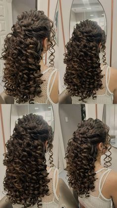 Sangeet Hairstyles For Bride Open Hair, Curly Hair Bride Wedding Day, Naturally Curly Wedding Hair Half Up, Curly Hairstyles Down Natural Curls, Curly Hair For Prom, Curly Hair Styles For Wedding, Prom Hair Curly, Curly Hairstyles For Formal, Curly Hair Wedding Styles Naturally