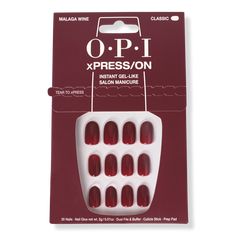 xPRESS/On Short Solid Color Press On Nails - OPI | Ulta Beauty Opi Gel Complimentary Wine, Opi Malaga Wine, Opi Shades, Natural Nail Tips, Malaga Wine, 30 Nails, How To Remove Glue, Wine Press, Nail Effects