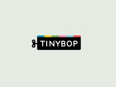 the logo for tinybop is shown in black and white, with colorful stripes