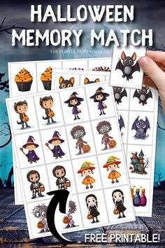 halloween memory match for kids to print and use on their own wall or table top