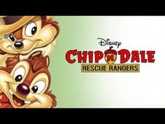 the chip dale rescue rangers logo is shown in front of a cartoon character with a hat on