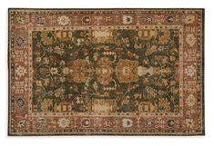 an antique rug with many different colors and patterns