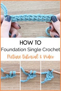 how to crochet the foundation single crochet with pictures and video instructions