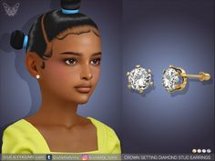 The Sims Resource - Crown Setting Diamond Stud Earrings For Kids Sims 4 Jobs, Sims 4 Cc Eyes, Sims 4 Game Mods, Play Sims, Sims 1, Sims 4 Cas