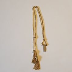 18 In Long. Gold. With Tags Never Worn Vintage Lariat Necklace With Adjustable Length, Metal Tassel Necklace With Adjustable Chain As Gift, Adjustable Metal Tassel Necklace As Gift, Lariat Jewelry With Tassels For Party, Party Lariat Jewelry With Tassels, Chic Adjustable Tassel Necklace As A Gift, Metal Lariat Tassel Necklace With Adjustable Chain, Adjustable Dangle Lariat Necklace With Chain, Adjustable Lariat Long Necklace With Chain