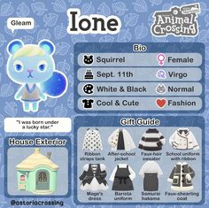 an animal crossing card with clothes and clothing items on it's back side, including the