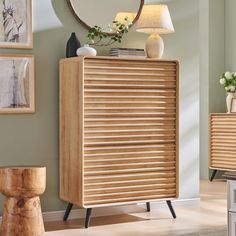 Inspired by the flowing beauty of nature, the slatted panel design of the dresser captures the gentle yet powerful rhythm of natural elements. Fluted Cabinets, Fluted Dresser, Bedroom Ideas Bedding, Oak Dressers, Tall Dressers, Living Room Natural, Wall Paint Ideas, Contour Design, Hallway Closet