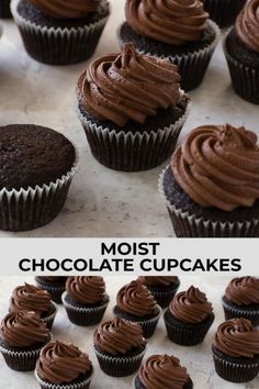 chocolate cupcakes with frosting on top and bottom