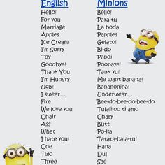 an english and spanish dictionary with minions characters