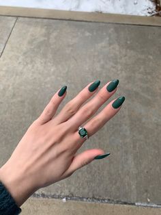 Green Matte French Nails, Dark Green And Grey Nails, Glossy Nails With Matte Tip, Fall Matte Nails With Glossy Tips, Matte Green Nails With Glossy Tips, Forest Green Nails Acrylic Short, Green Almond Dip Nails, Matte Green French Tip Nails, Light And Dark Green Nails