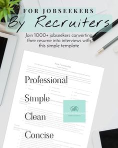 a professional resume is shown on top of a desk with an ipad and other office supplies