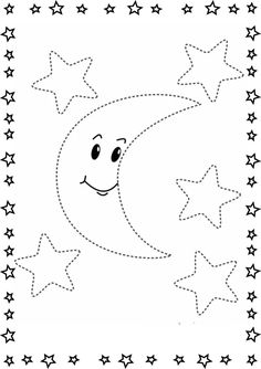 a cartoon moon with stars in the sky