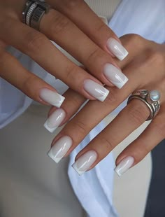 Popular Nails, French Tip Nails, Cute Acrylic Nails, French Manicure, Nail Manicure, French Nails