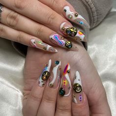 Spring Break Vibes, Freestyle Nails, Luv Nails, Nail Design Glitter, Long Almond Nails, Abstract Nail Art