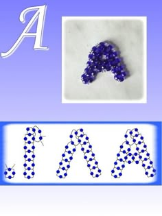 the letter a is made up of beads