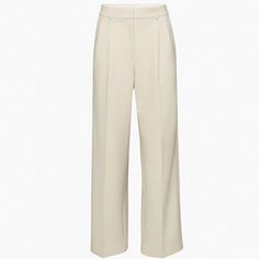 (New With Tags) Aritzia Pleated Pant In Size 2 Regular | Birch (From Aritzia): These Are High-Waisted Pants With A Relaxed Fit, Pleated Front And Slash Hand Pockets. They’re Expertly Tailored In (Re)Ssential Softly Structured Stretch Fabric That Holds Its Form While You Move Easy. This Fabric Is Sourced From A Premier Portuguese Mill And Made With Recycled Materials And Lenzing Ecovero Viscose Responsibly Sourced, Wood-Based Fibres Produced Through A Process That Reduces Impact On Forests, Biodi Cream Aritzia Pants, Aritzia Leather Pants Wide Leg, Pleated Pant, Aritzia Pants, Pleated Pants, Dream Wardrobe, High Waisted Pants, Recycled Materials, Stretch Fabric