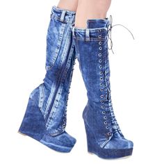 Shoes Birthday Gift, Denim Slides, Jean Shoes, Soul Shoes, Summer Boots, Denim Boots, Blue Boots, Girly Shoes, Beautiful Boots