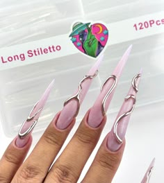 ✨LONG STILETTO HALF COVER TIPS, 120 COUNT 💗Perfect for doing Extra long stiletto nails! 💗These tips have an extreme apex on nail bed. Very Long Nails Acrylic, Long Stellio Nails, Xl Stilleto Acrylic Nails, Milky Stiletto Nails, Stiletto Halloween Nails Designs, Extra Long Nail Ideas, Pink Acrylic Nails Stiletto, Baddie Nails Stiletto, Long Extra Nails