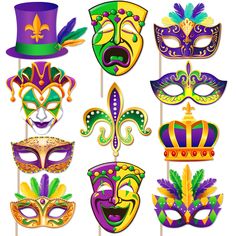 a set of mardi gras masks