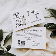 Pet Business Thank You Card Canva Template | Lola - Trendy Fox Studio Pet Sitter Business Cards, Pet Business Card, Dog Sitting Business Cards, Pet Shop Ideas, Grooming Business Cards, Pet Sitting Business Cards, Dog Walker Business Cards, Welcome Home Cards