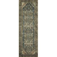 a long rug with an intricate design on the bottom and sides, in grey tones