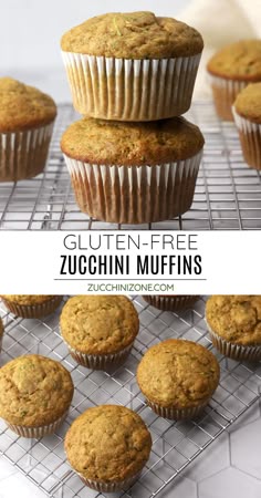 gluten - free zucchini muffins on a cooling rack